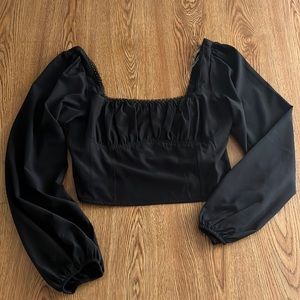 LA Hearts Puffy Sleeve Crop Top